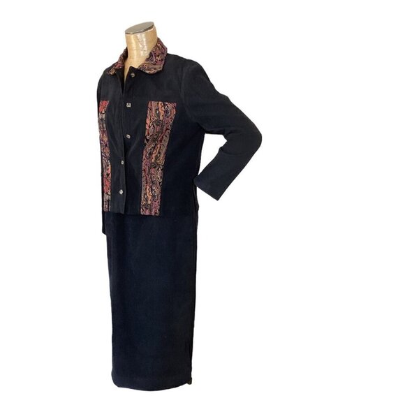 VTG Jessica Howard 2-Piece Dress Jacket Set Black & Brocade Tapestry Sz 8 #168S - Picture 4 of 13